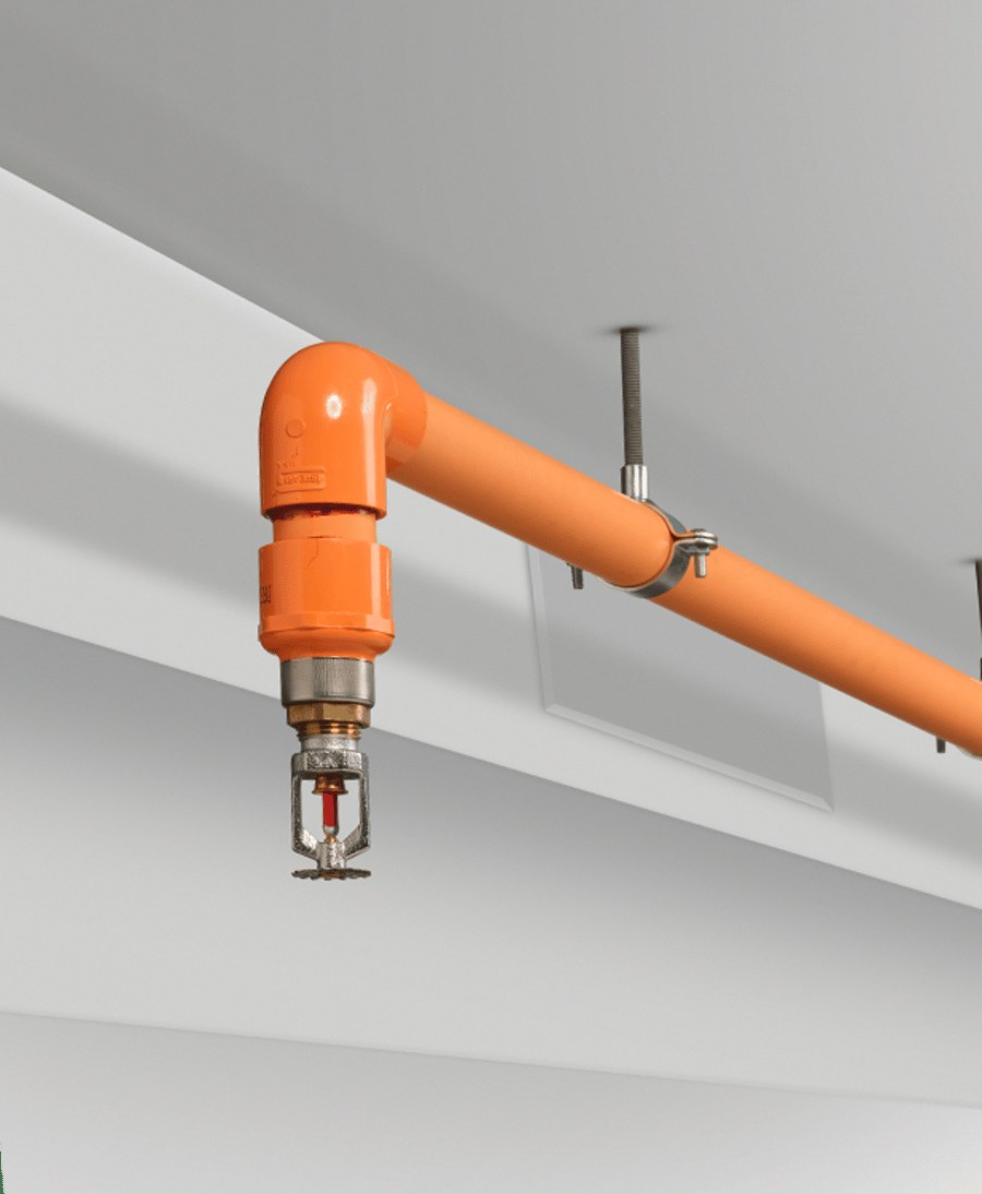 Rede de sprinklers em C-PVC para combate a incêndio